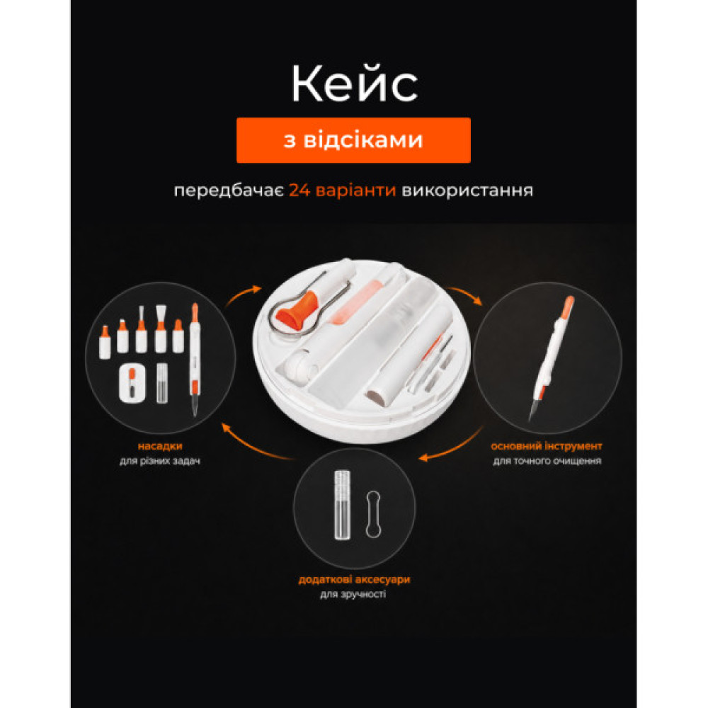 Універсальний чистячий набір 2E Multifinctional cleaning kit 24in1 white-orange (2E-SK24IN1)