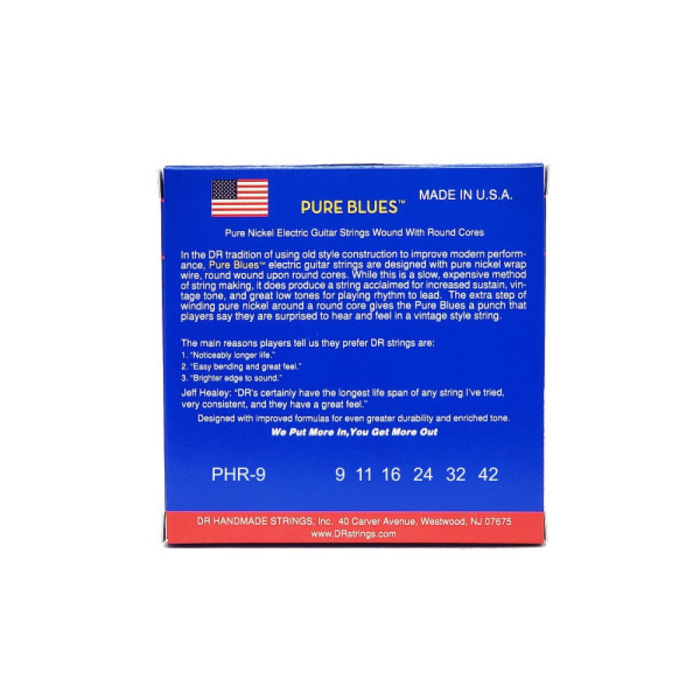 Струни для гітари DR Strings PURE BLUES Electric Guitar Strings - Light (09-42) (PHR-9)