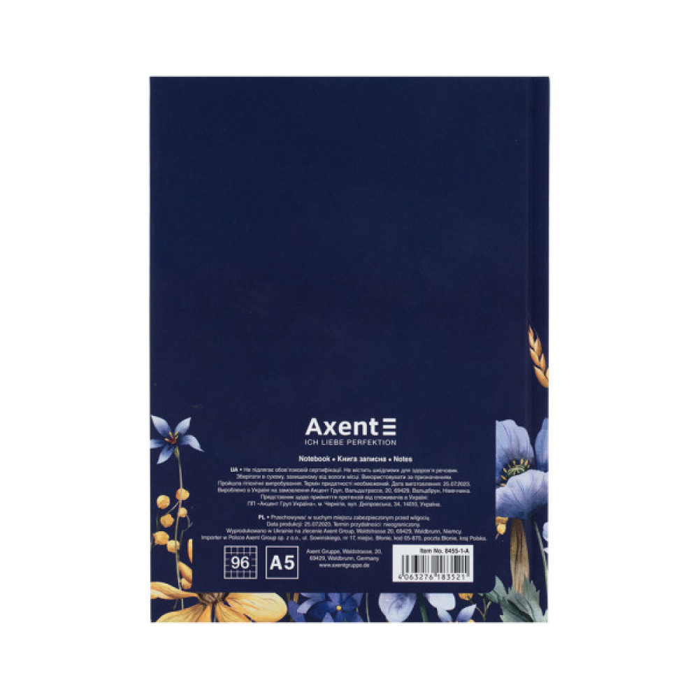 Книга записна Axent UA Українці А5 клітинка тверда обкладинка 96 аркушів (8455-1-A)