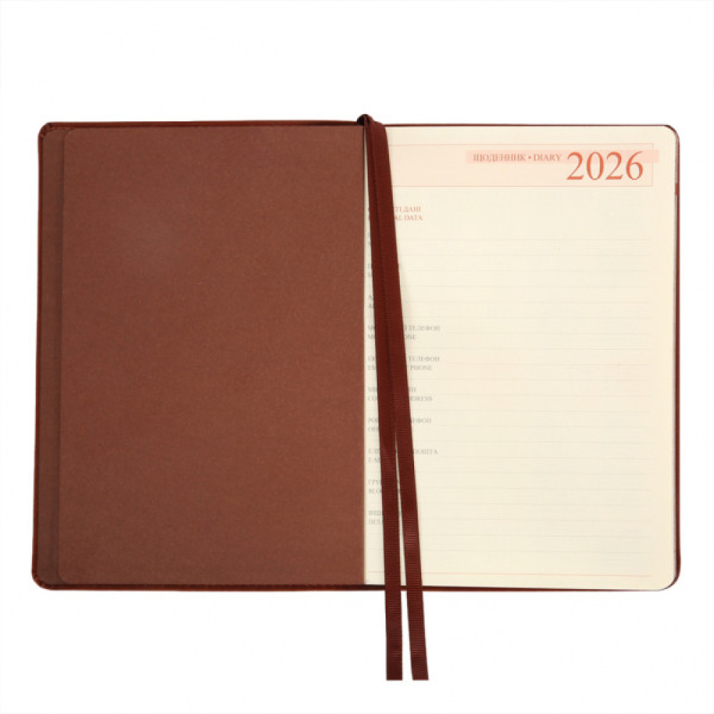 Тижневик Leo planner А5 датований 2026 "Case", інтегральний, коричневий, 368 сторінок (252659)