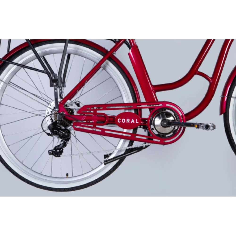 Електровелосипед Dorozhnik 28" eCORAL DD FR рама-19" 48B 17.5А*г 500Вт 2026 рубіновий (ELB-D-28-121)