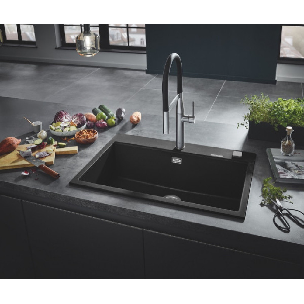 Змішувач для кухні Grohe Essence, довж.виливу - 240мм, поворотний/гнучкий, 1важіль, супер сталь