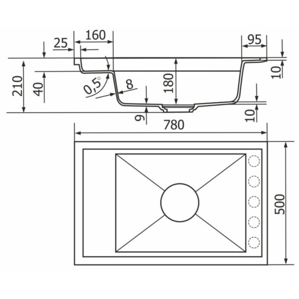 Мийка кухонна GRANADO Royal Artes black shine (+ подрібнювач Algar 1000 + змішувач Ferrol inox + дозатор Redondo inox (ksg1301)