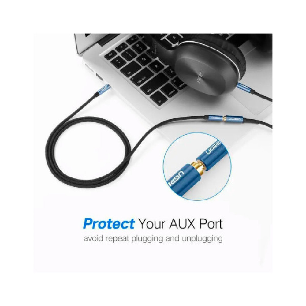 Кабель мультимедійний 3.5mm M to 3.5mm F 1.0m AV118 blue Ugreen (40673)