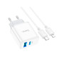 Зарядний пристрій HOCO C105A Stage 1xUSB-C PD20W + 1xUSB QC3.0 + cable USB-C to Lightning White (6931474782939) Зарядний пристрій HOCO C105A Stage 1xUSB-C PD20W + 1xUSB QC3.0 + cable USB-C to Lightning White (6931474782939)