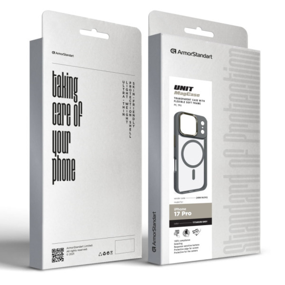 Чохол до мобільного телефона Armorstandart Unit MagCase Apple iPhone 17 Pro Titanium Grey (ARM86293) Чохол до мобільного телефона Armorstandart Unit MagCase Apple iPhone 17 Pro Titanium Grey (ARM86293)
