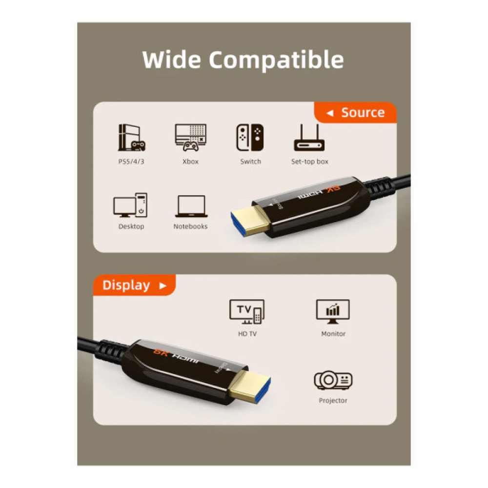 Кабель мультимедійний HDMI M to HDMI M 50.0m V2.1 AOC Cabletime (CA914036)