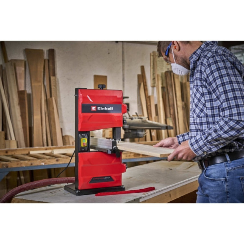 Пила стрічкова Einhell TC-SB 200/1, 250 Вт, 1400 об/хв, 900 м/хв, стіл 305x305 мм, виліт 200 мм, 15.8 кг