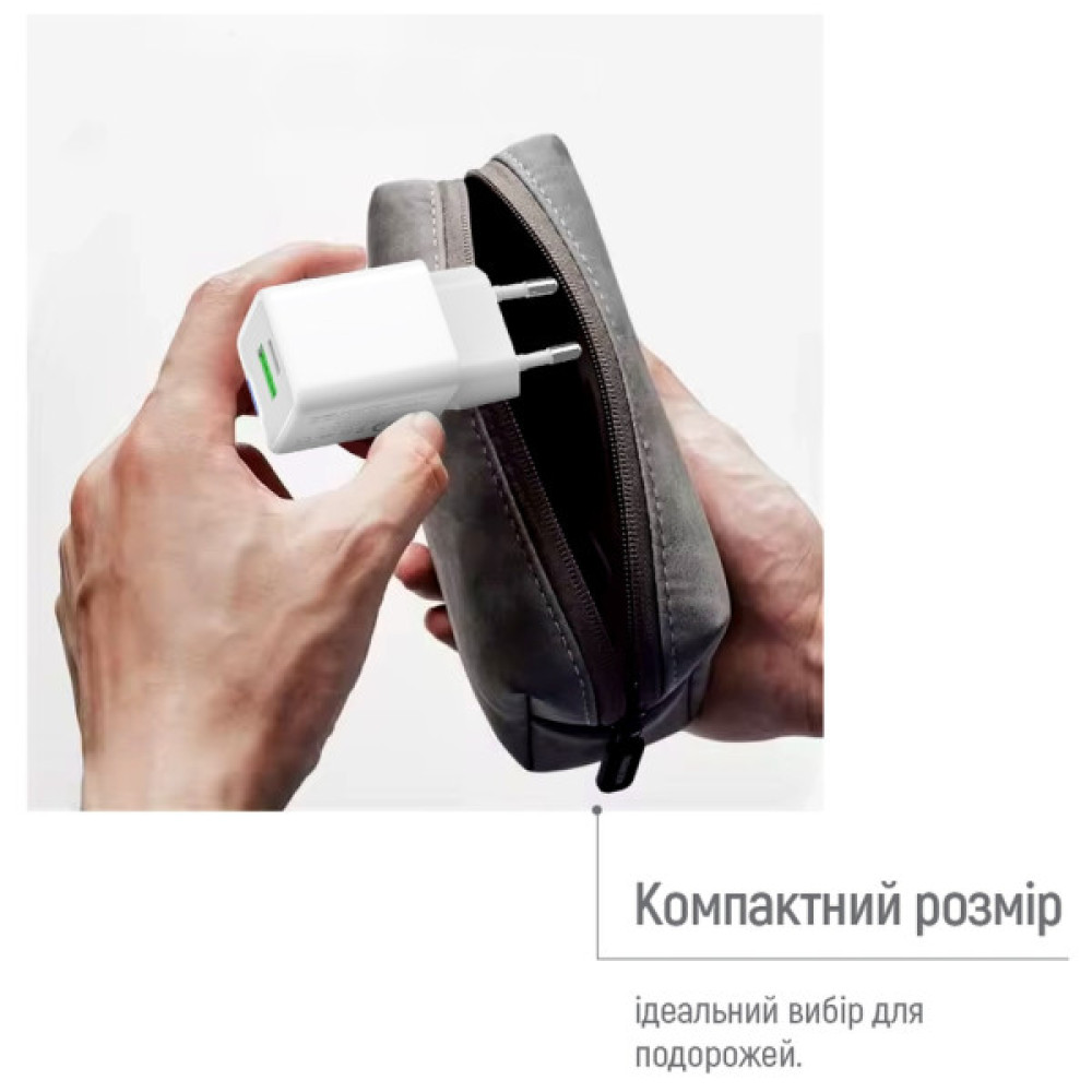 Зарядний пристрій ColorWay C101E GaN Mini 45W PD PPS USB-C + USB-A QC4.0 white (CW-CHS060PD-WT)