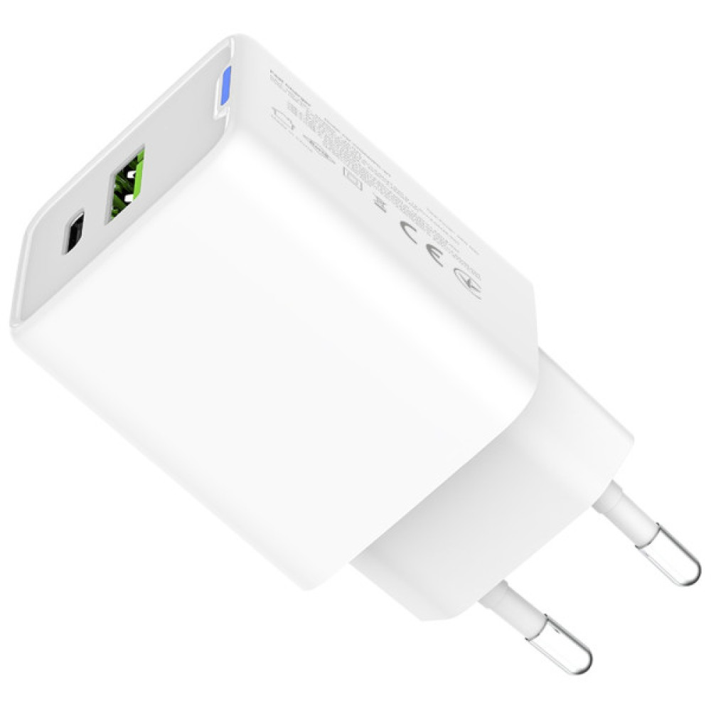 Зарядний пристрій ColorWay C101E GaN Mini 45W PD PPS USB-C + USB-A QC4.0 white (CW-CHS060PD-WT)