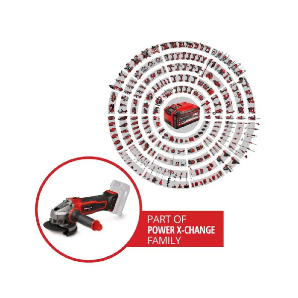 Шліфувальна машина Einhell TE-AG 18/125-2 Li-Solo, 18V, 125мм, 8500об/хв, 1.69кг (без АКБ та ЗП) (4431168)