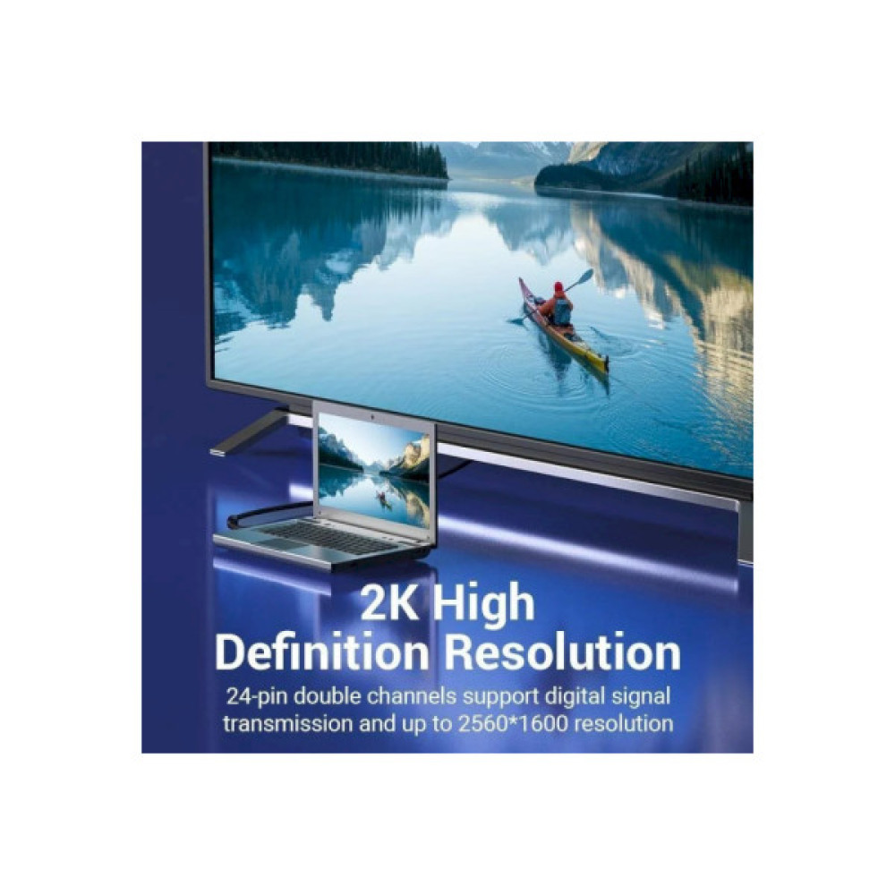 Кабель мультимедійний DVI M to DVI M 8.0m 24+1pin 2K60Hz ferrite VENTION (EAEBK)