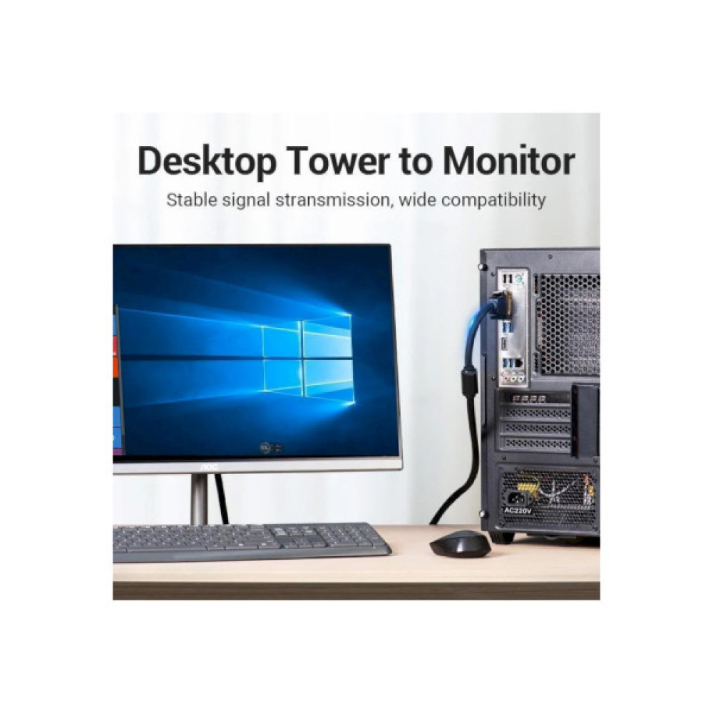 Кабель мультимедійний DVI M to DVI M 8.0m 24+1pin 2K60Hz ferrite VENTION (EAEBK)