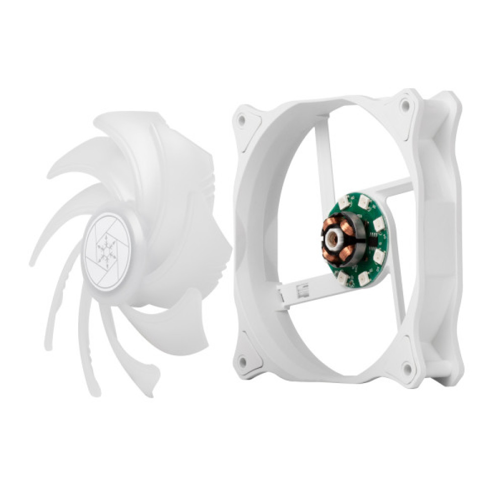 Корпусний вентилятор SilverStone Air Blazer 120RW-ARGB, 120мм, 600-2200rpm, 4pin PWM, 3pin +5VARGB, 7.4-35.6dBa, білий