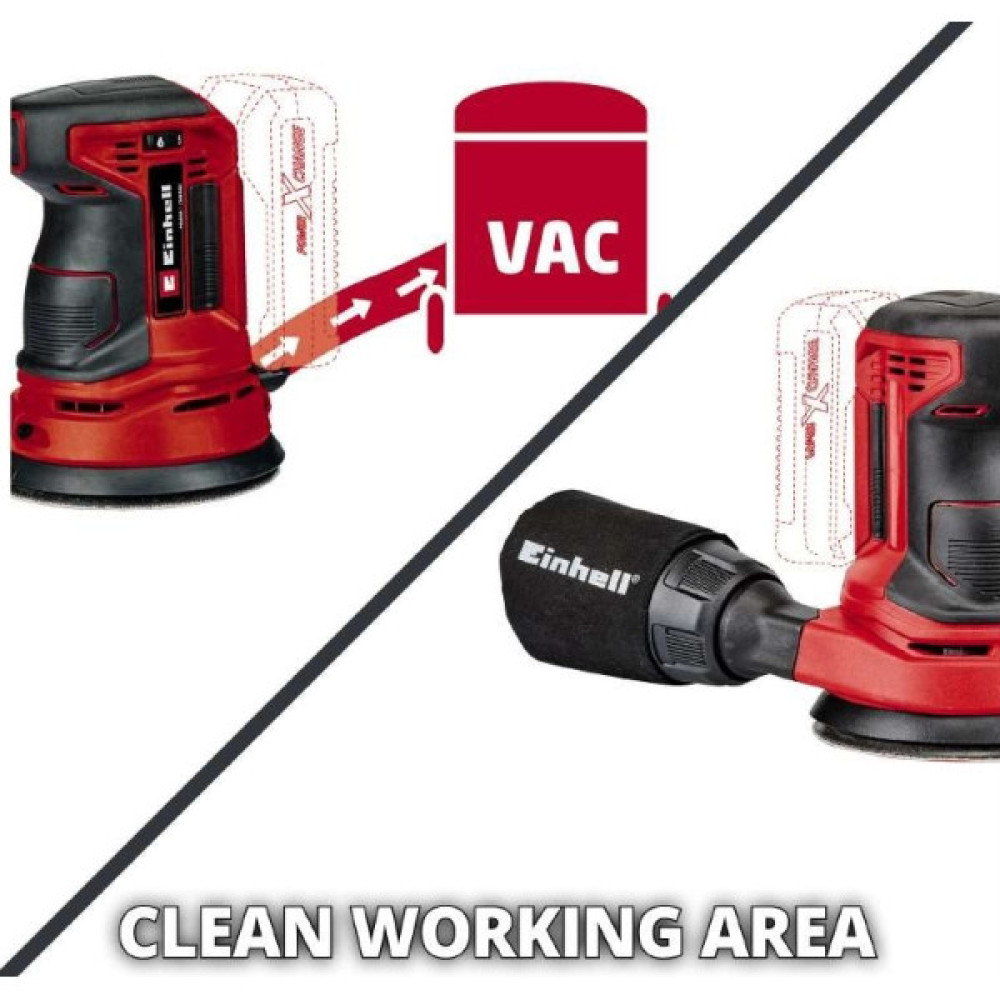 Шліфмашина ексцентрикова акумуляторна Einhell TE-RS 18 Li Kit 18В акб 1х2.5А·год 125мм 14000-22000об/хв 1.2кг