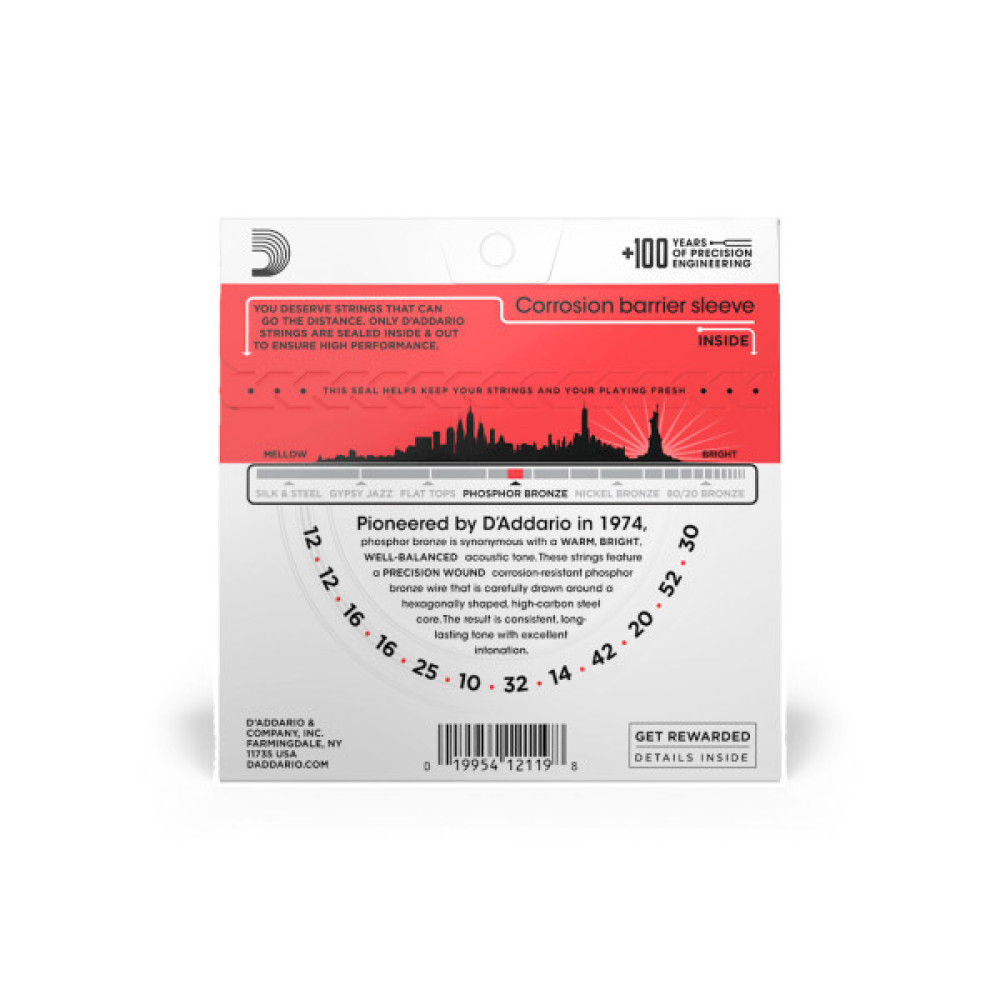 Струни для гітари D'Addario Phosphor Bronze Medium 12-String (12-52) (EJ39)