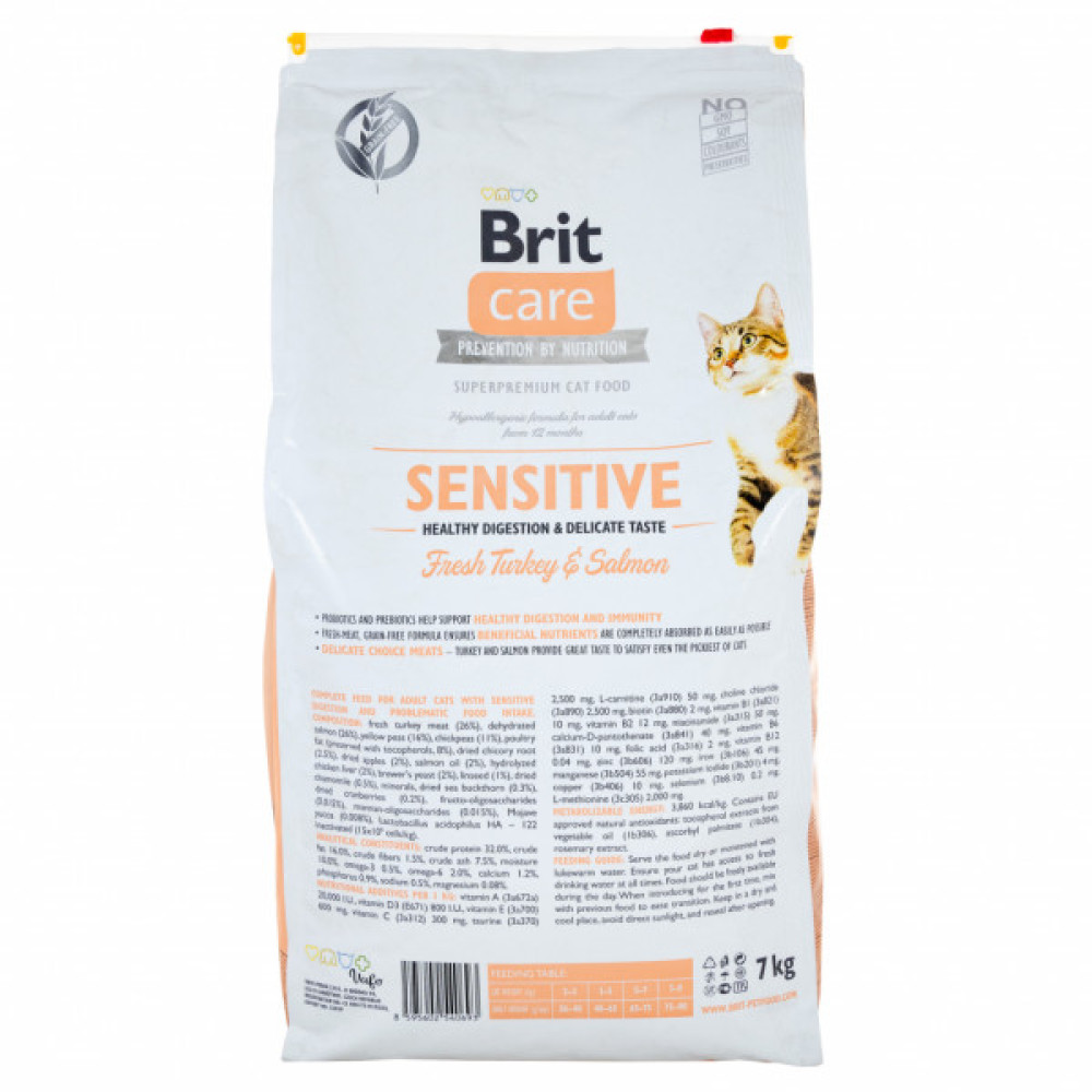 Сухий корм для кішок Brit Care Cat GF Sensitive HDigestion and Delicate Taste 7 кг (8595602540693)
