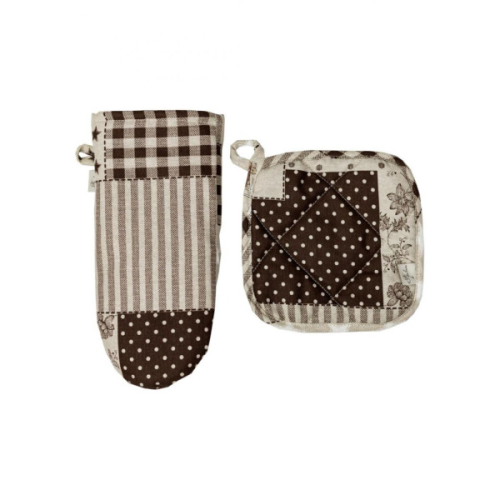 Кухонна прихватка Прованс Печворк коричневий Господиня 20х20 см (031500)