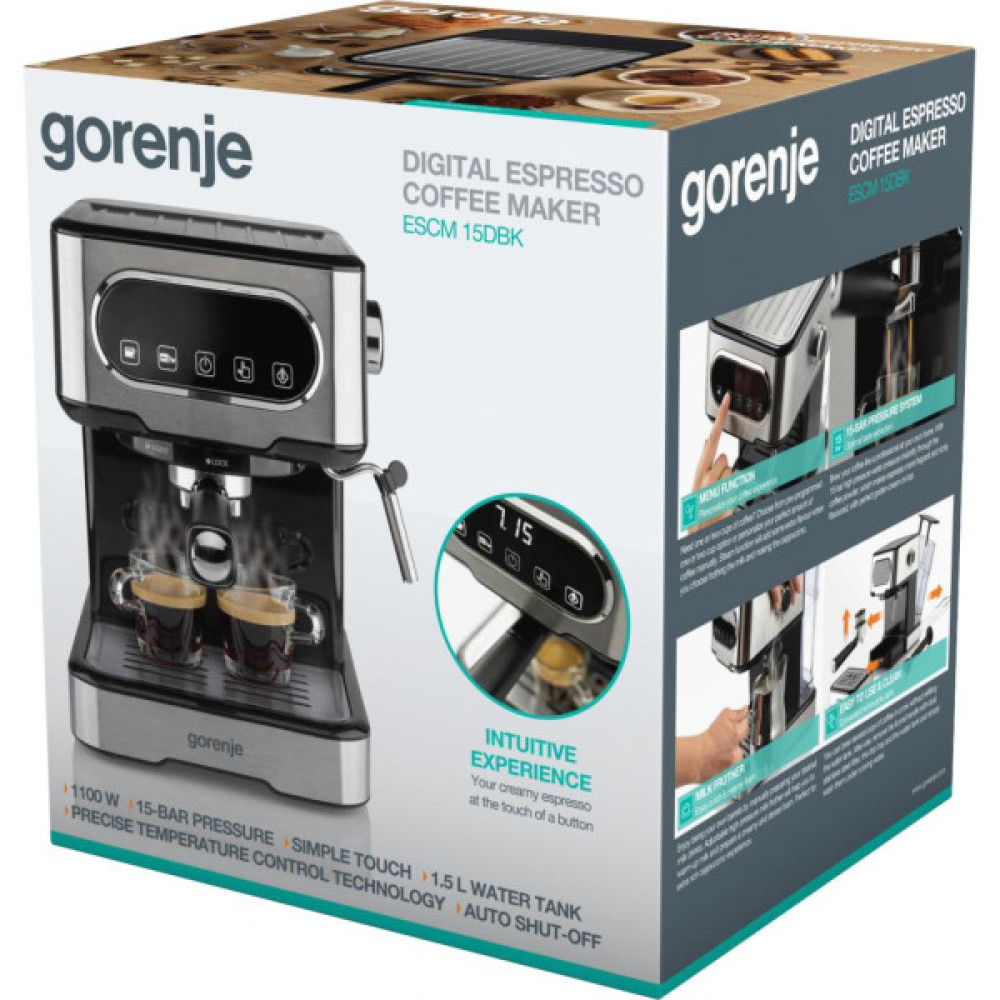 Ріжкова кавоварка еспресо Gorenje ESCM15DBK