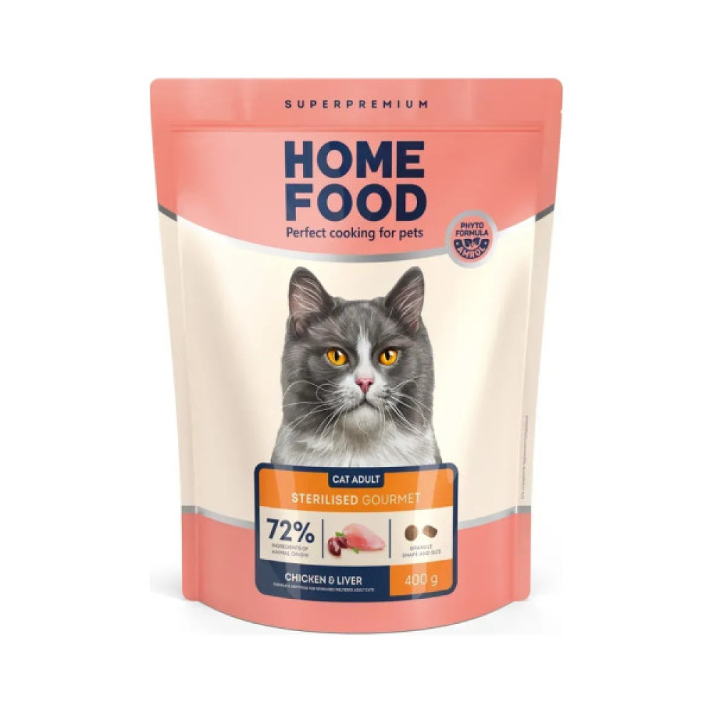 Сухий корм для кішок Home Food For sterilised з куркою та лівером 1.6 кг (4820235020194)