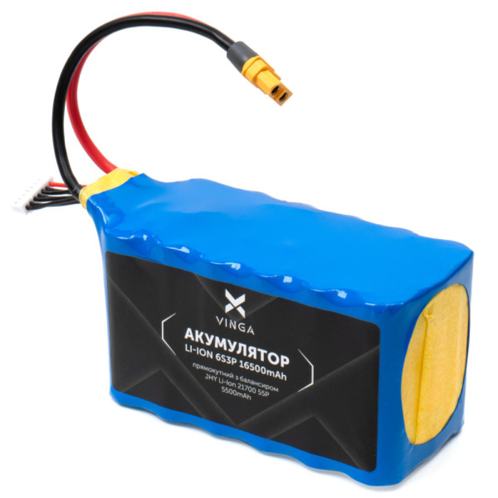 Акумулятор для дрона Vinga Li-ion 6S3P 16500mAh з балансувальним дротом (JHY Li-Ion 21700 5500mAh) (V6S3P-16500MAH)