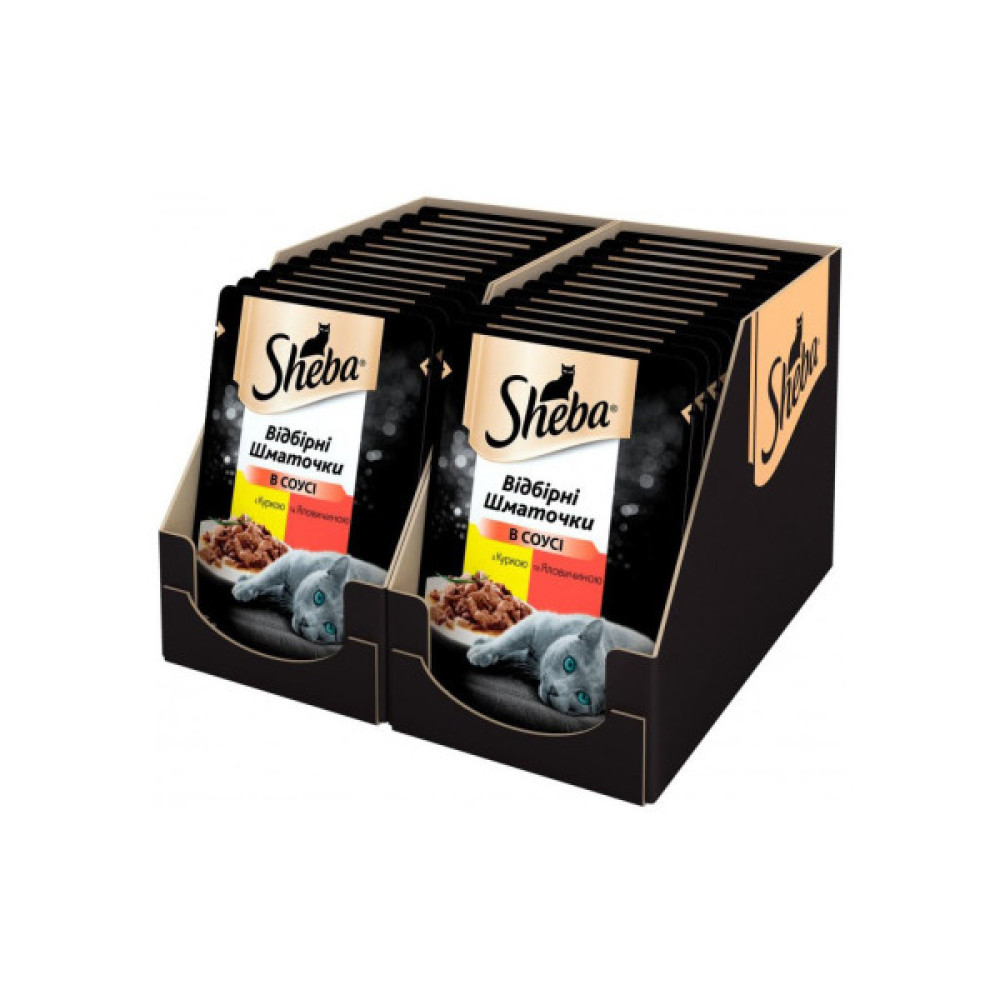 Вологий корм для кішок Sheba cig POU з куркою і яловичиною в соусі 85 г (4770608257088)