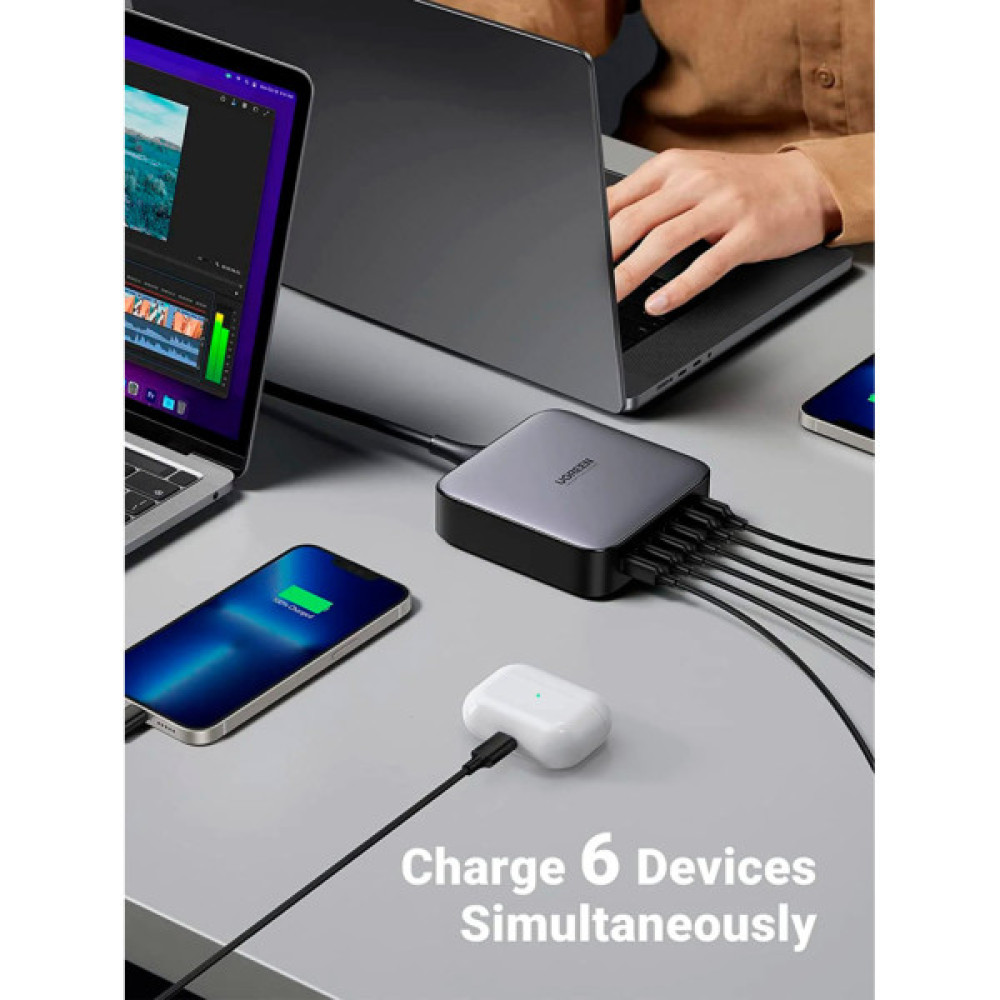 Зарядний пристрій Ugreen 6xUSB 200W (4хUSB-C+2xUSB-A) Gan CD271 (40914)
