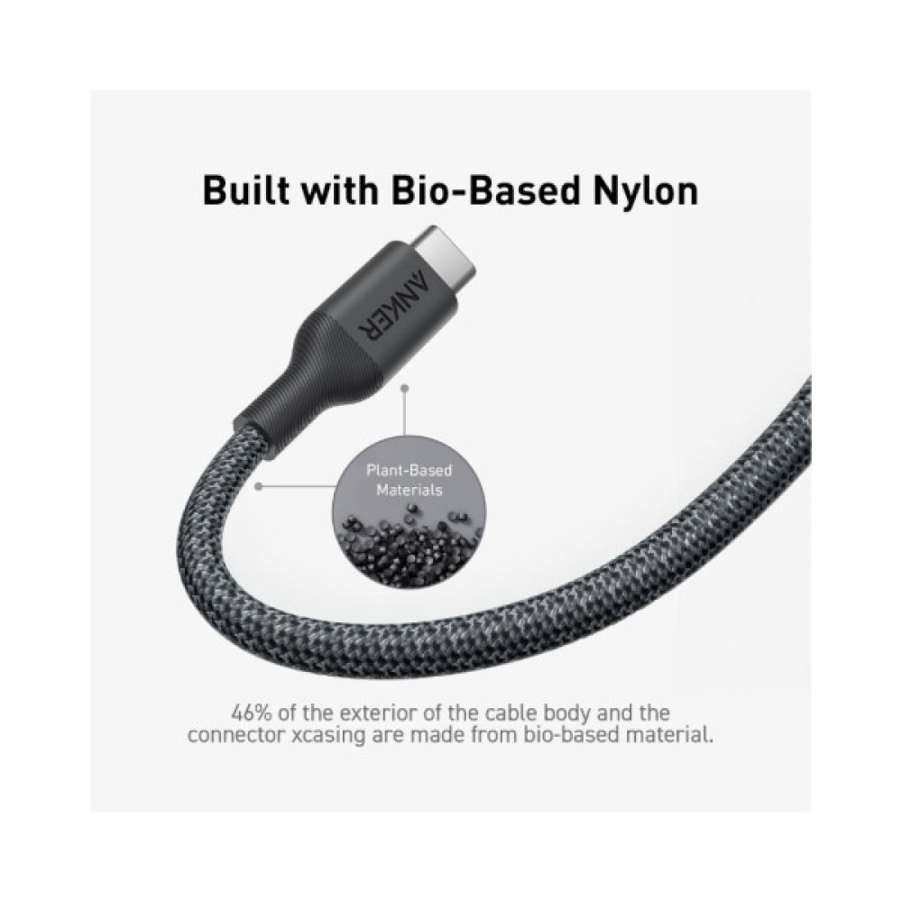 Дата кабель USB-C to USB-C 0.9m 140W bio-nylon 544 black Anker (A80F5H11)