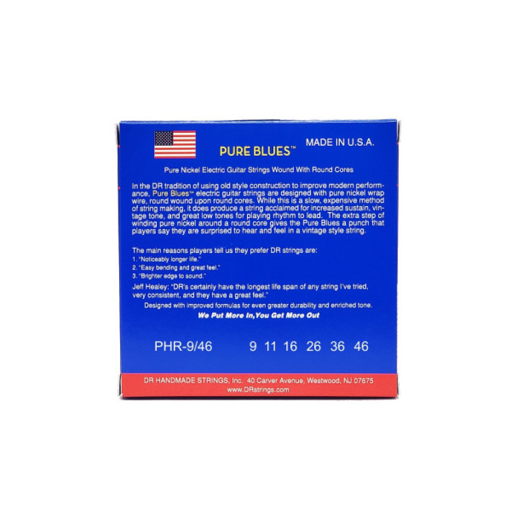 Струни для гітари DR Strings PURE BLUES Electric Guitar Strings - Light to Medium (09-46) (PHR-9/46)