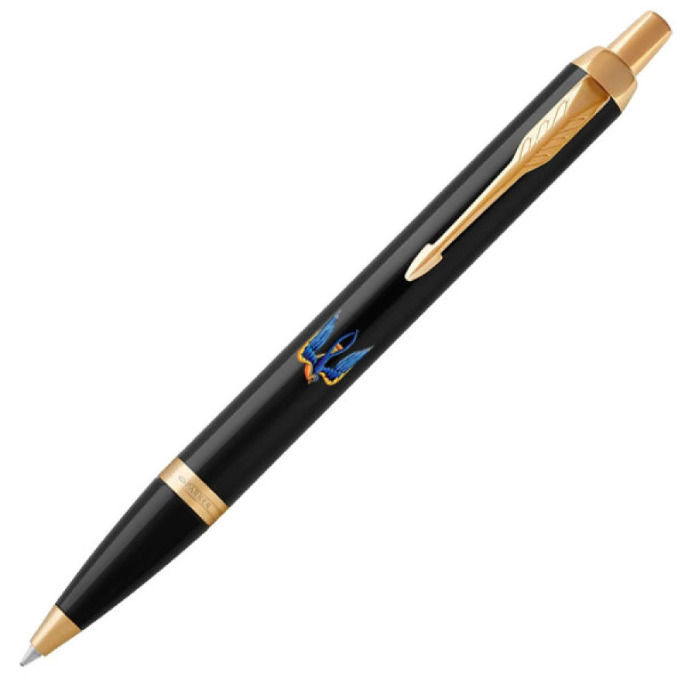 Ручка кулькова Parker IM 17 UKRAINE Black GT BP Тризуб-Ластівка + блокнот Parker + подар.упаковка GIFT24 (22032b24_T1230u)
