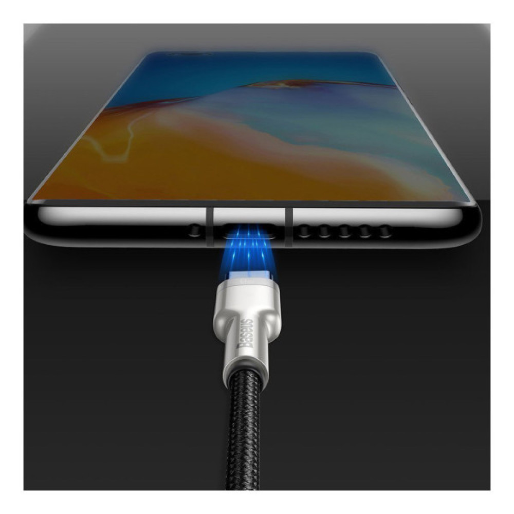 Дата кабель USB 3.1 AM to USB-C 0.25m 6.0A 66W Cafule Series Metal Black Baseus (CAKF000001)