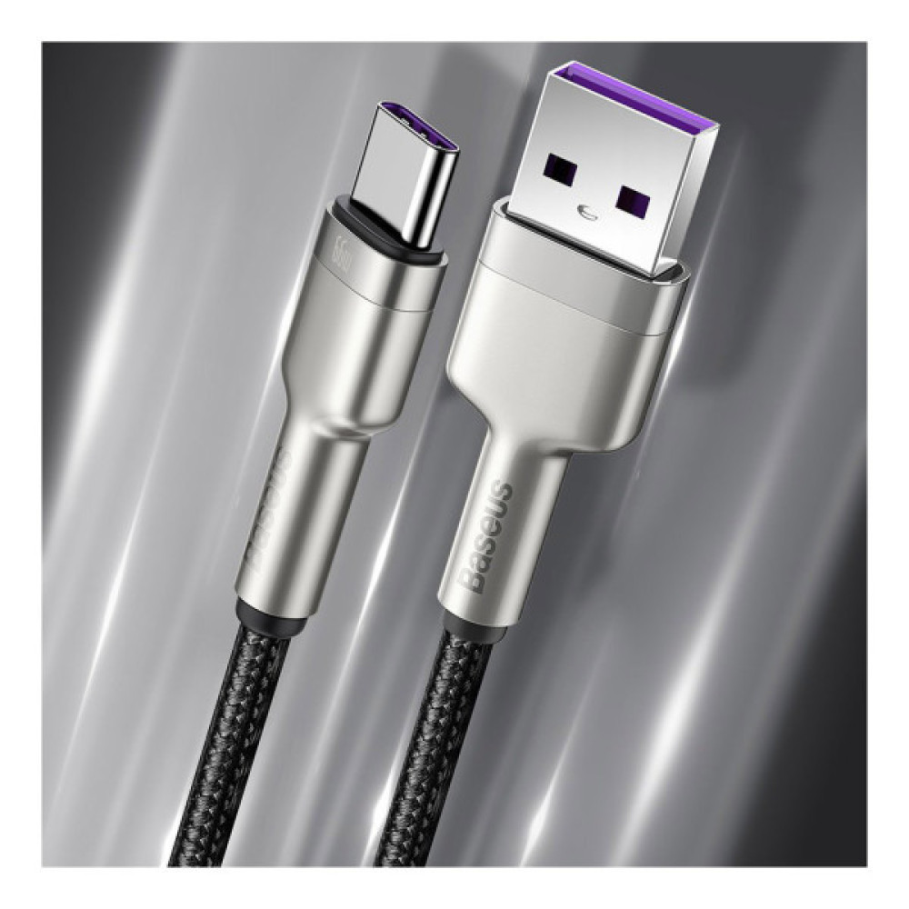 Дата кабель USB 3.1 AM to USB-C 0.25m 6.0A 66W Cafule Series Metal Black Baseus (CAKF000001)