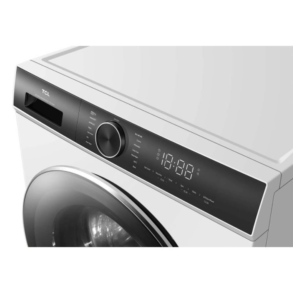 Пральна машина TCL фронтальна, 8кг, 1400, A+++, 53см, дисплей, пара, інвертор, білий