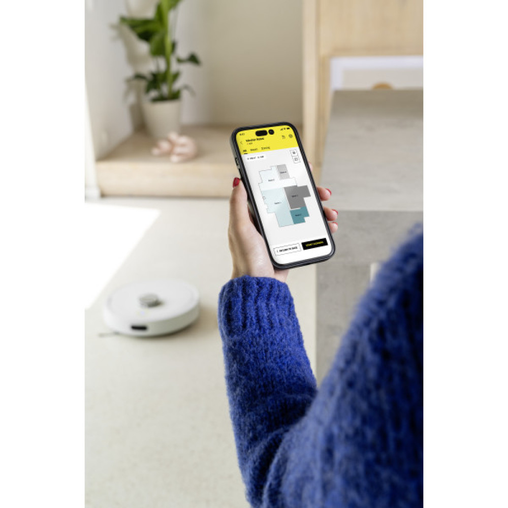 Робот-пилосос karcher RVC 3, h=0.97см, вологе прибирання, конт пил -0.24л, вода -0.28л, автон. робота до 130хв, Bluetooth, білий