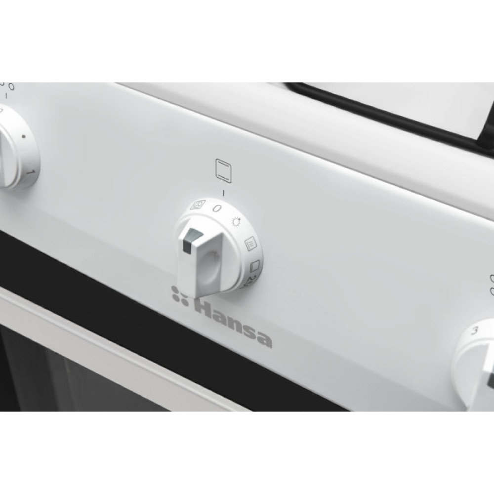 Плита Hansa газова, 70л, 50x60см, газ-контроль, електричне запалювання в ручках, білий