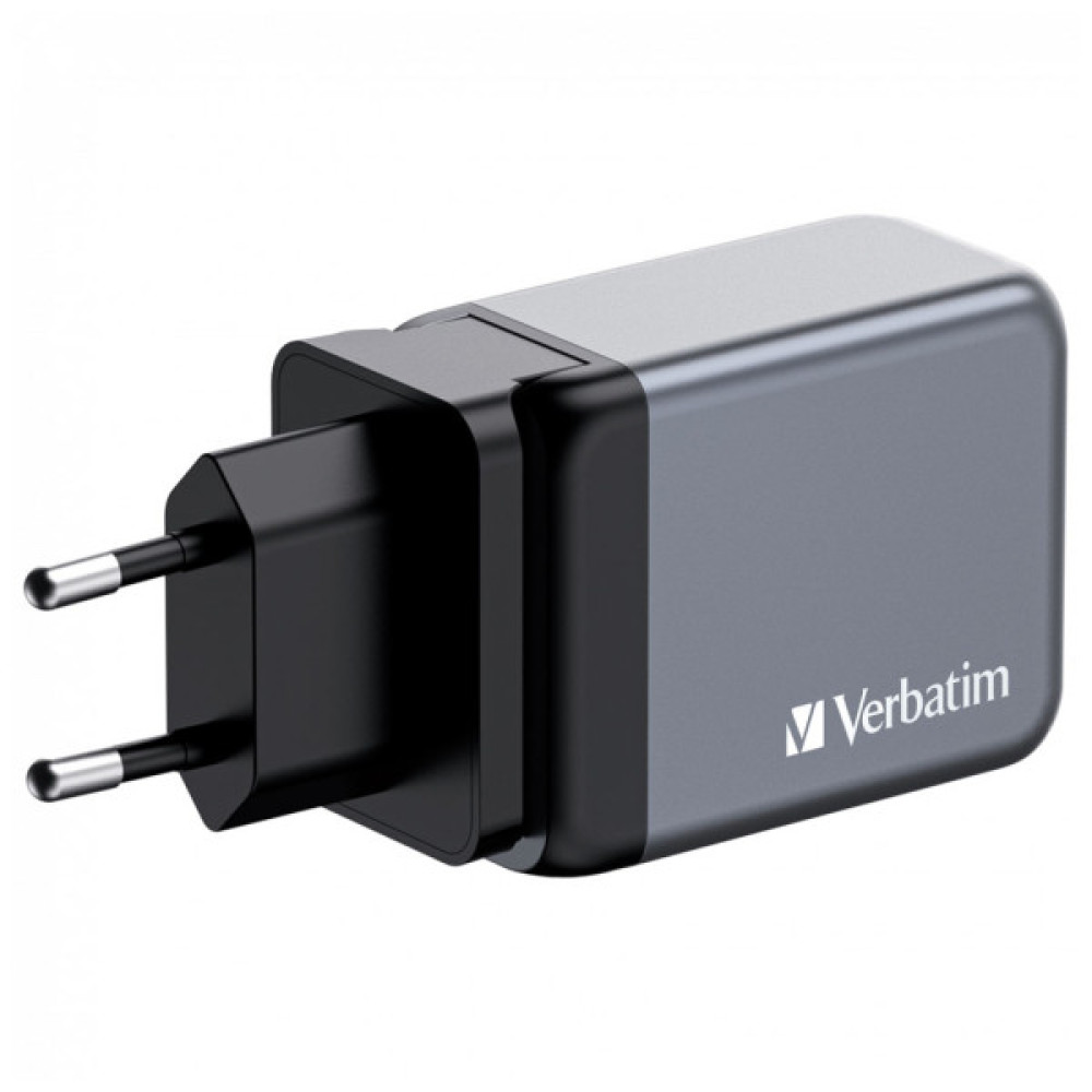 Зарядний пристрій Verbatim GaN 65 W 3 ports (2xUSB-C-65 W /USB-A -3.0) (32201)