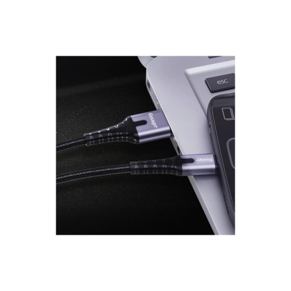 Дата кабель USB 2.0 AM to USB-C 2.0m 3A LED black Essager (EXCT-XGA0G)