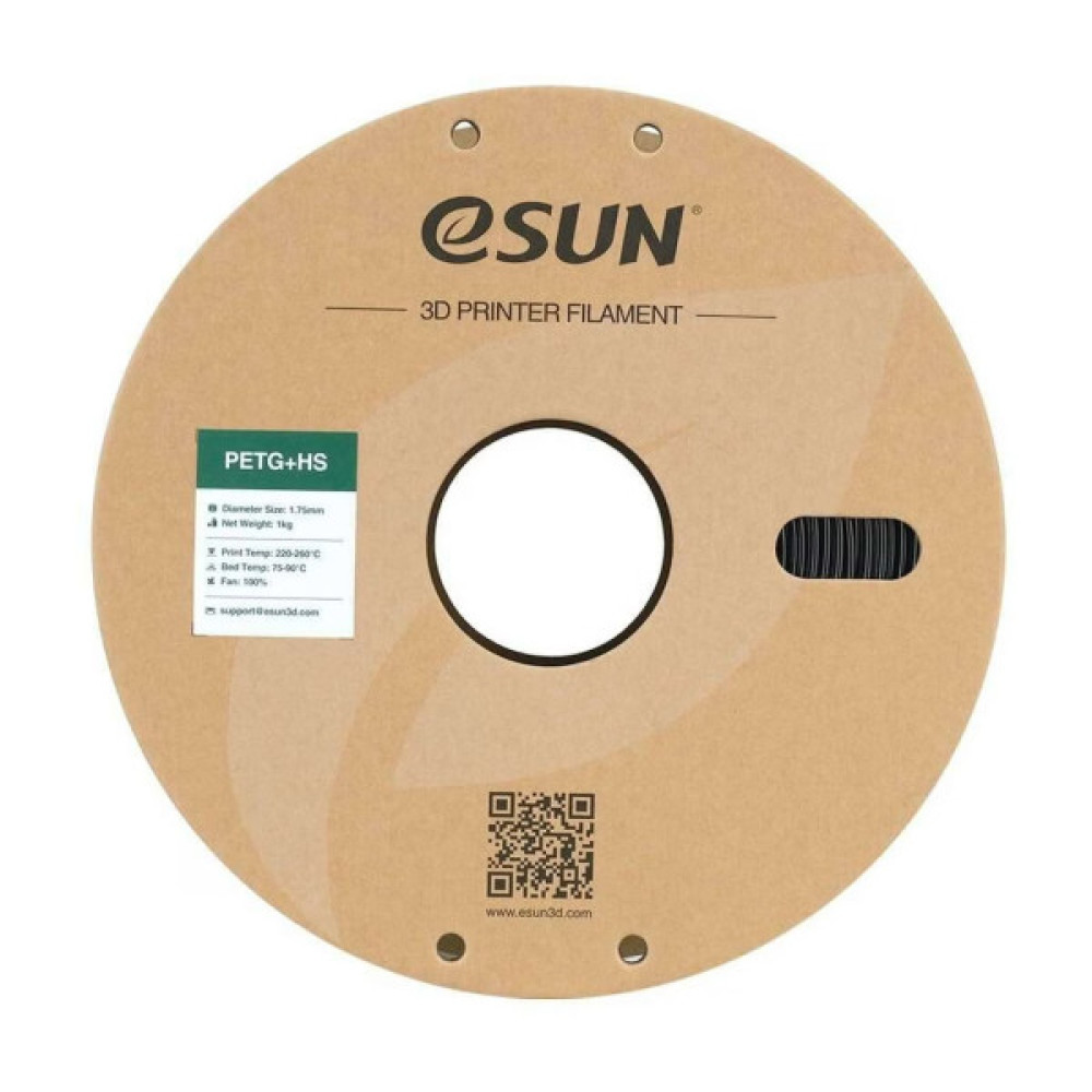 Пластик для 3D-принтера eSUN ePETG+HIGH SPEED 1,75mm 1kg SOLID BLACK (EPETG+HS-P175SB1)