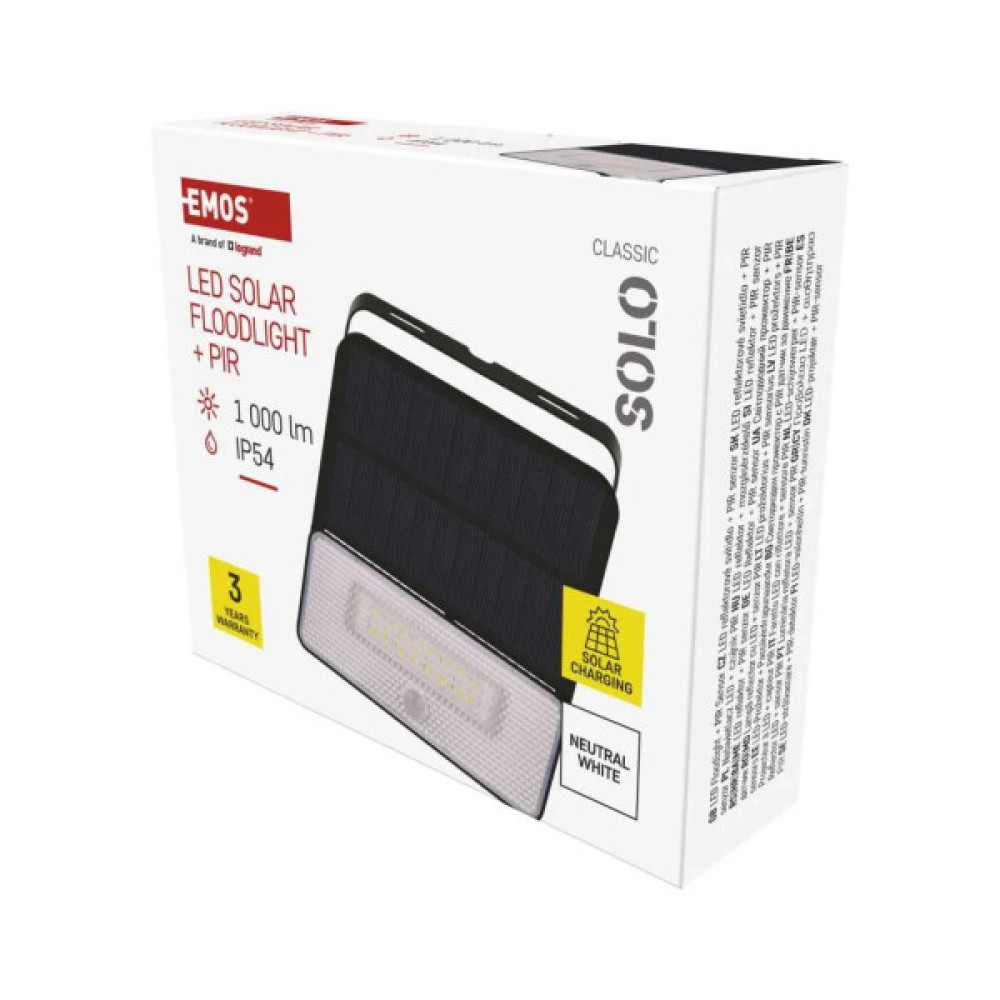 Прожектор EMOS сонячний світлодіодний 1000 лм IP54 4000K PIR (ZG121S)