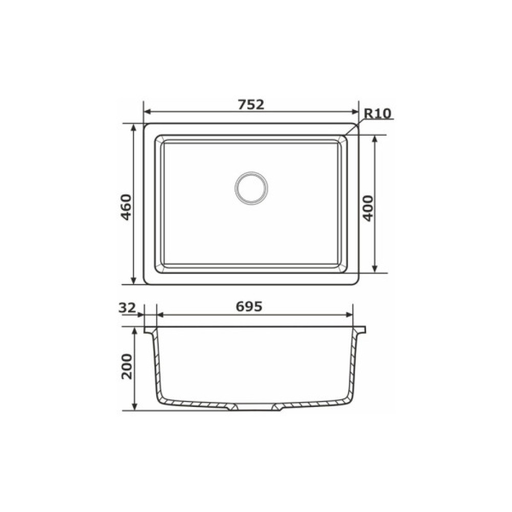 Мийка кухонна GRANADO Under top XL avena (gr3702)