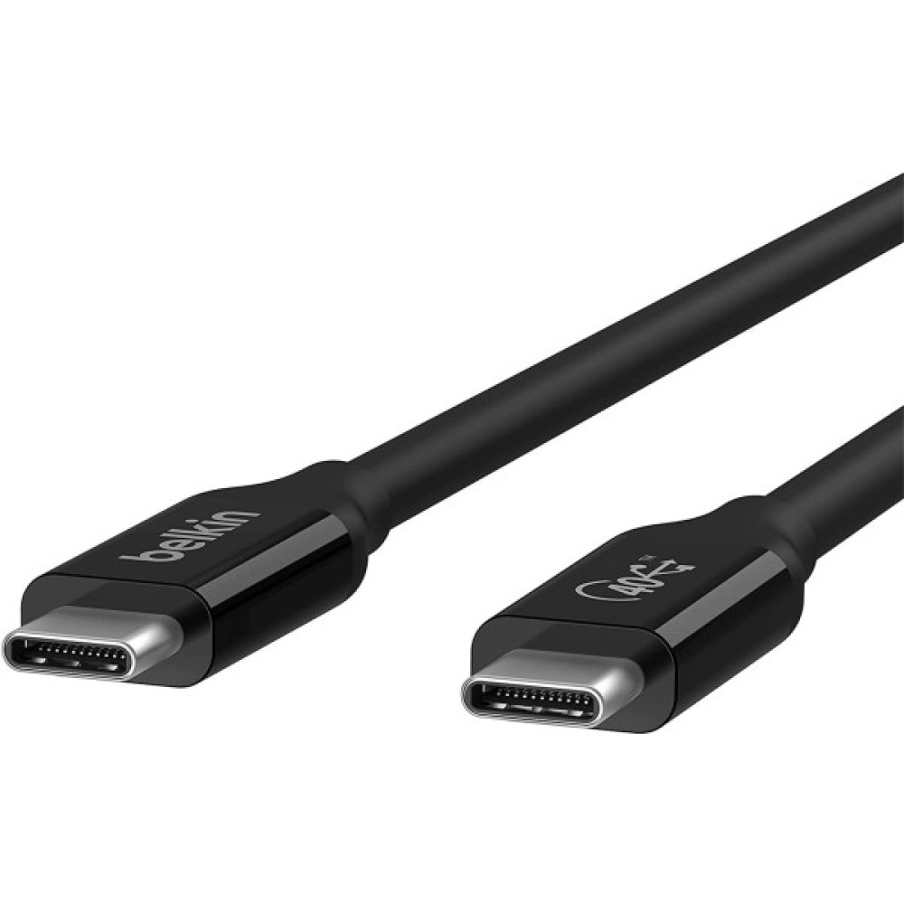 Кабель USB-C > USB-C заряджання/синхронізації Belkin 0.8м, 100Вт, Type-C, USB4, 40Гбс, чорний