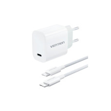 Зарядний пристрій Vention 1xUSB-C PD30W + cable USB-C to USB-C white (G18W0-EU)