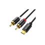 Кабель мультимедійний USB-C M to 2xRCA M 1.5m black Vention (BGDBG)