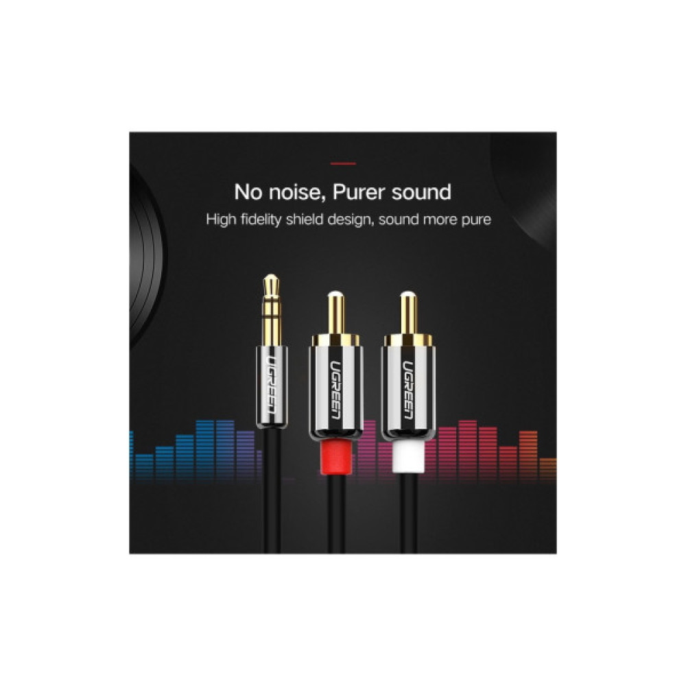 Кабель мультимедійний 3.5mm M to 2xRCA M 2.0m AV116 black Ugreen (10584)