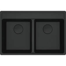 Мийка кухонна Franke Maris, фраграніт, прямокутник, без крила, 760х510х200мм, чаша - 2, врізна, MRG 620 TL, чорний матовий