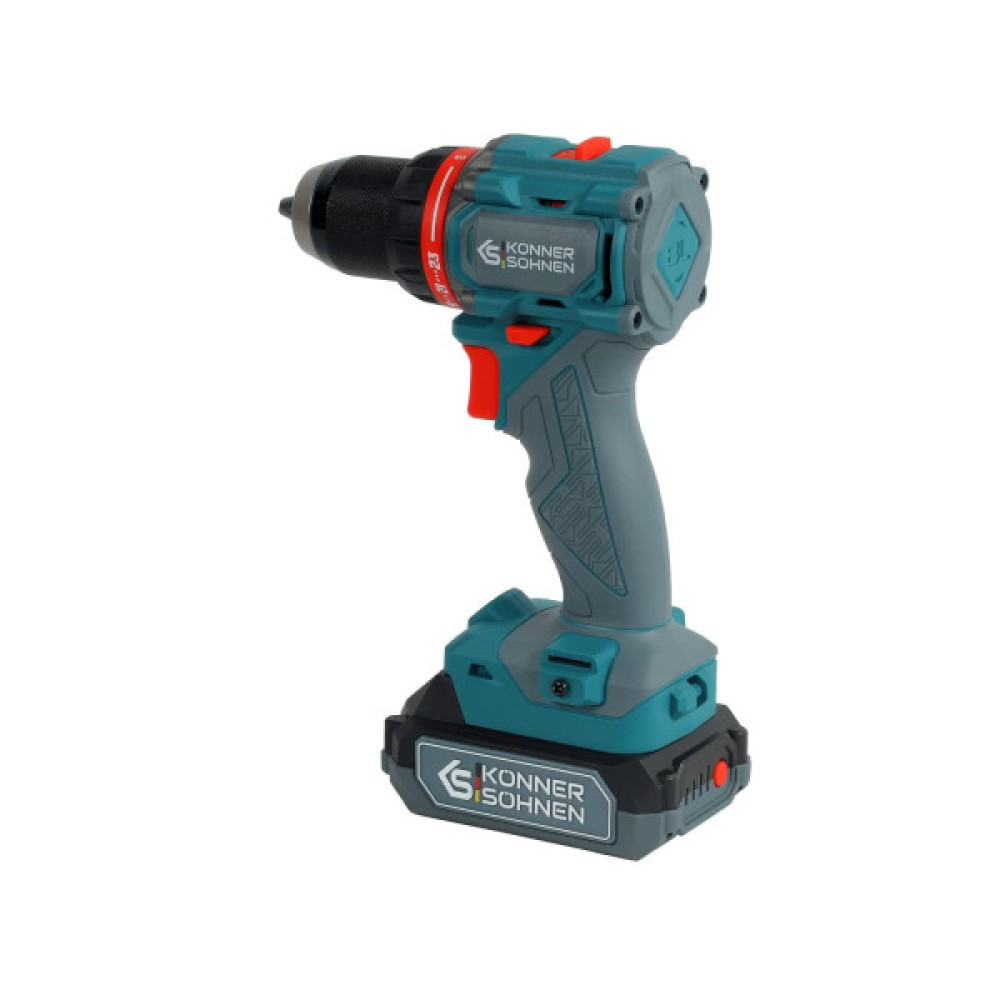 Шурупокрут-дриль ударний акумуляторний Konner&Sohnen KS ID20V-60 KIT 74 18В 1х2А·год 60Нм 0-450·0-1900об/хв LED-світло ЗП набір свердл і біт 74шт кейс 4.3кг