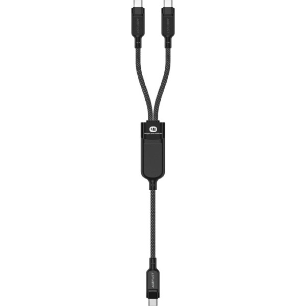 Дата кабель USB-C to 2xUSB-C 0.8m 100W Acefast (6974316280149)