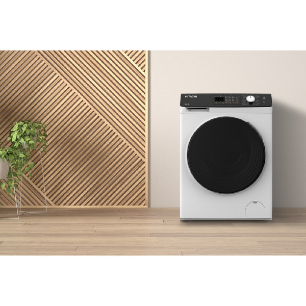 Прально-сушильна машина Hitachi фронтальна, 8(5)кг, 1400, A, 60см, дисплей, пара, інвертор, білий