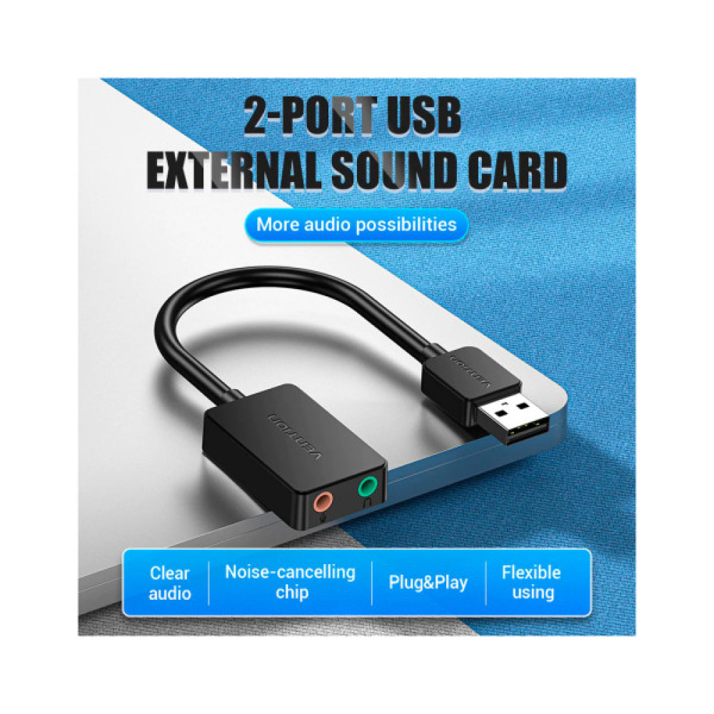 Звукова плата VENTION Audio USB 2х3,5 мм jack 0.15m (CDYB0)