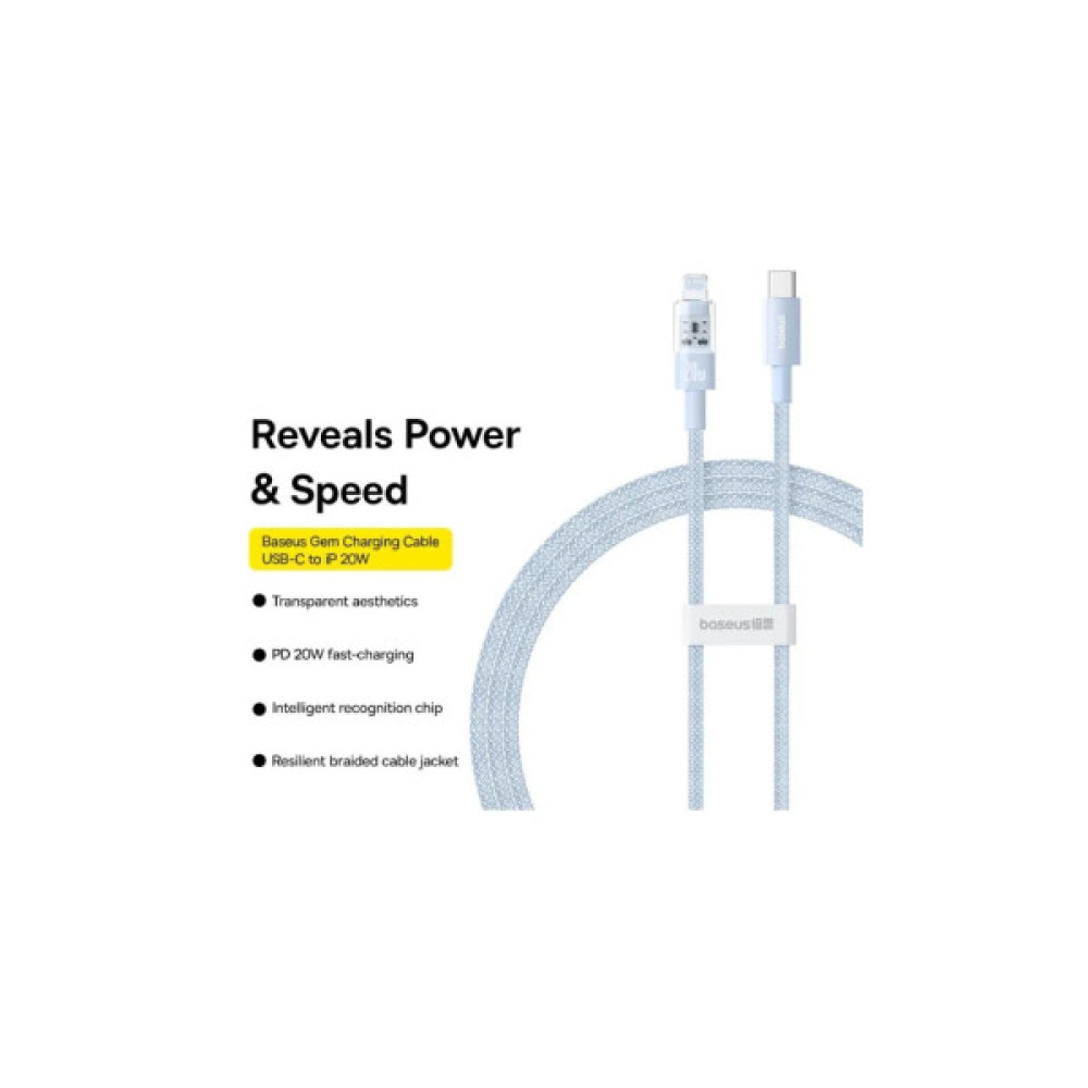 Дата кабель USB-C to Lightning 1.0m 20W Gem Fast-Charging blue Baseus (P10373001311-00)
